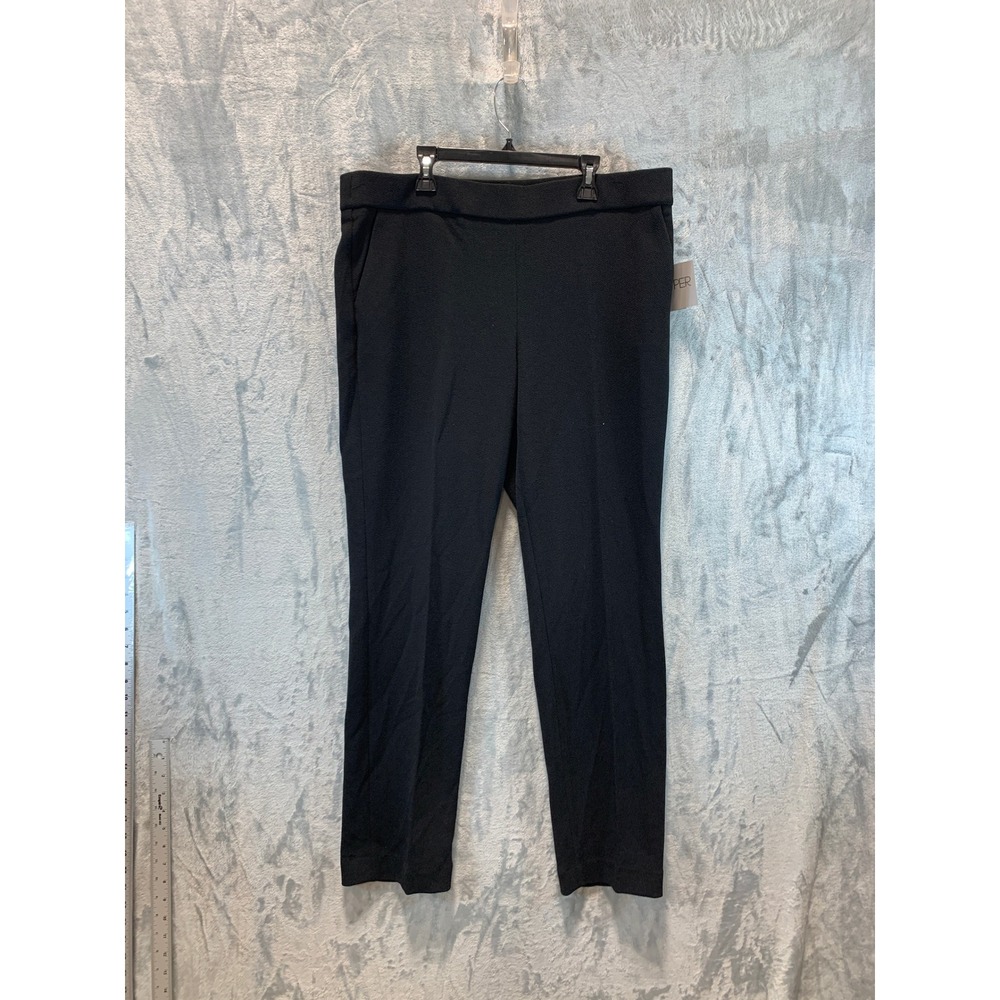 Kasper Womens Black Textured Crepe Pull On Dress Pants Size L 10924325-169
